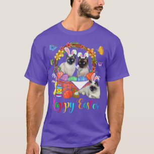 Camiseta Tres Gatos Siameses Bunny En La Cesta De Huevos De