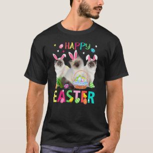 Camiseta Tres gatos siameses cortos con orejas de conejito 