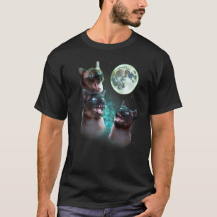 Camiseta Tres Gatos Siameses Se Amueven En El Hallowee Grac