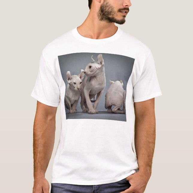 Camiseta Tres gatos sin pelo (Anverso)