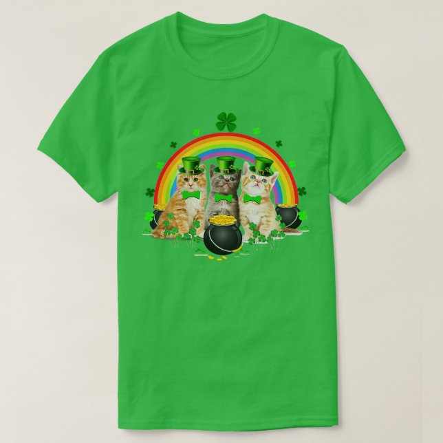 Camiseta Tres gatos St Patricks Day Kitty Kitten Lover Irla (Diseño del anverso)