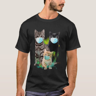 Camiseta Tres Gatos Usan Divertido En Cuarentena 2020