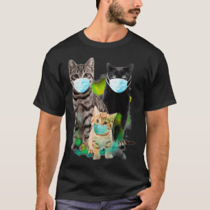 Camiseta Tres Gatos Usan Divertido En Cuarentena 2020