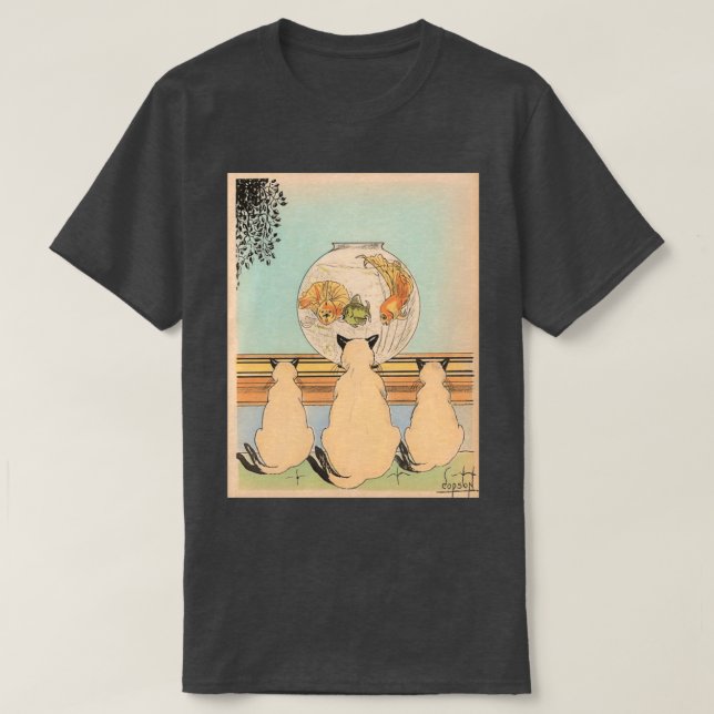 Camiseta Tres gatos viendo peces en un acuario Clyde A Co (Diseño del anverso)