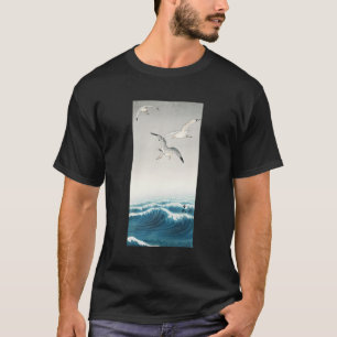 Camiseta Tres gaviotas de 1900 Ohara Koson Ocean Sea Japoné