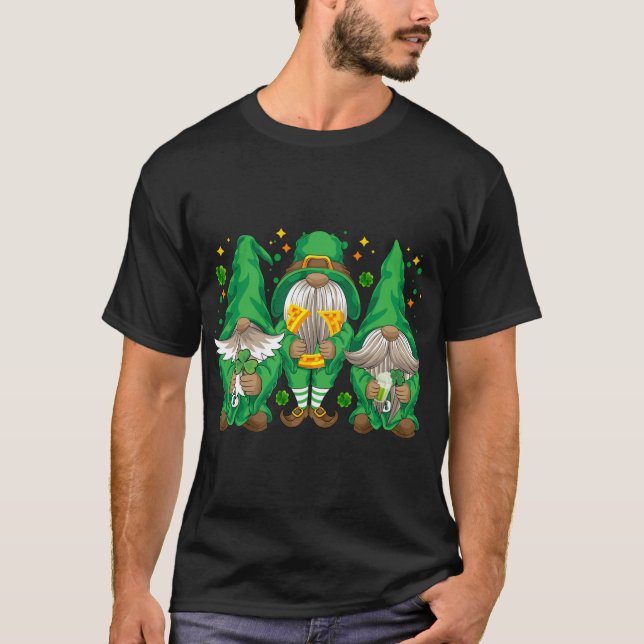 Camiseta Tres Gnome afortunado Shamrock Beer Saint Pat (Anverso)