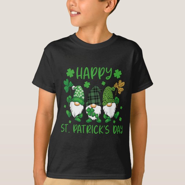 Camiseta Tres Gnomes Con El Leopardo De Shamrock Plaid St P (Anverso)