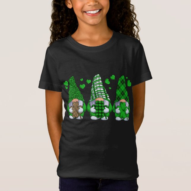 Camiseta Tres Gnomes Con El Leopardo De Shamrock Plaid St P (Anverso)
