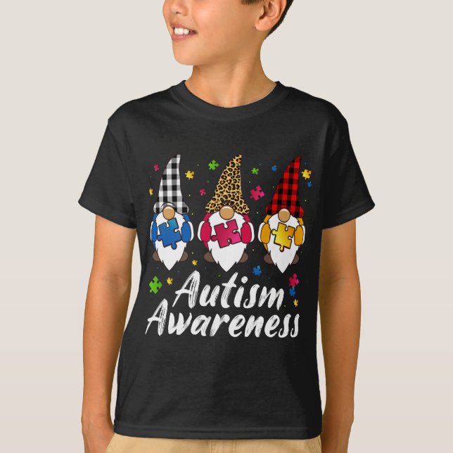 Camiseta Tres Gnomes Con El Rompecabezas Leopardo Plantan A (Anverso)