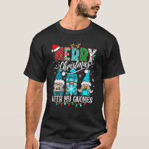 Camiseta Tres gnomes con una salsa de leopardo navideño