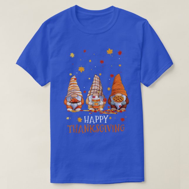 Camiseta Tres Gnomes Feliz Día de Acción de Gracias otoño G (Diseño del anverso)