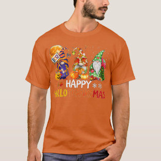 Camiseta Tres Gnomes Feliz Halloween Caída Candy Corn Pumpt