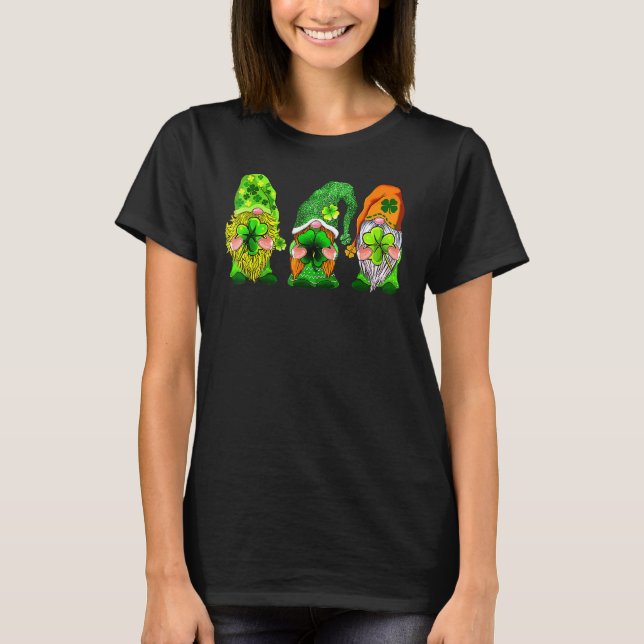 Camiseta Tres Gnomes Lucky Clover Leaf Shamrock St Patrick (Anverso)