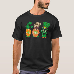 Camiseta Tres Gnomes Lucky Horseshoe Leopard Plaid St Patr