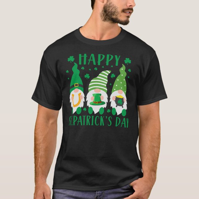 Camiseta Tres Gnomes Lucky Shamrock St Patrick's Day Irish (Anverso)