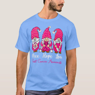 Camiseta Tres Gnomes Paz Esperanza Amor El Cáncer de Mama A