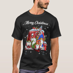 Camiseta Tres Gnomis En Camión Rojo Con Feliz Navidad