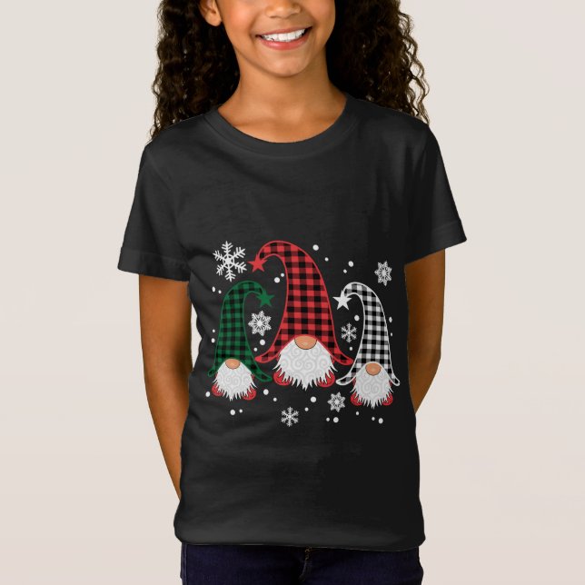 Camiseta Tres gnomos de búfalo Navidades con copos de nieve (Anverso)