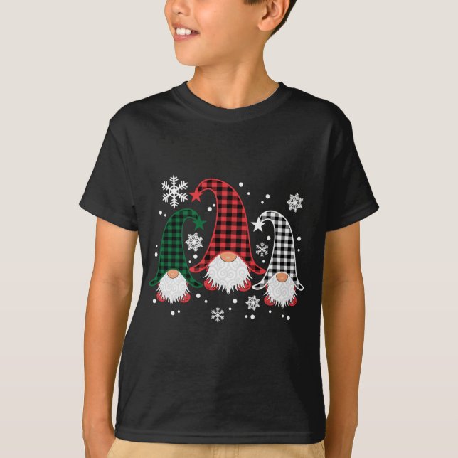 Camiseta Tres gnomos de búfalo Navidades con copos de nieve (Anverso)