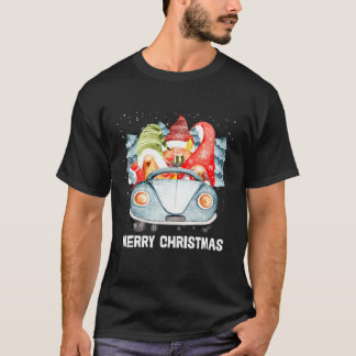 Camiseta Tres Gnomos En Camión Rojo Con Árbol De Navidad Fe