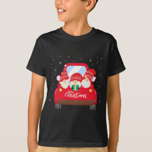 Camiseta Tres gnomos en Camión Rojo con Feliz Navidad