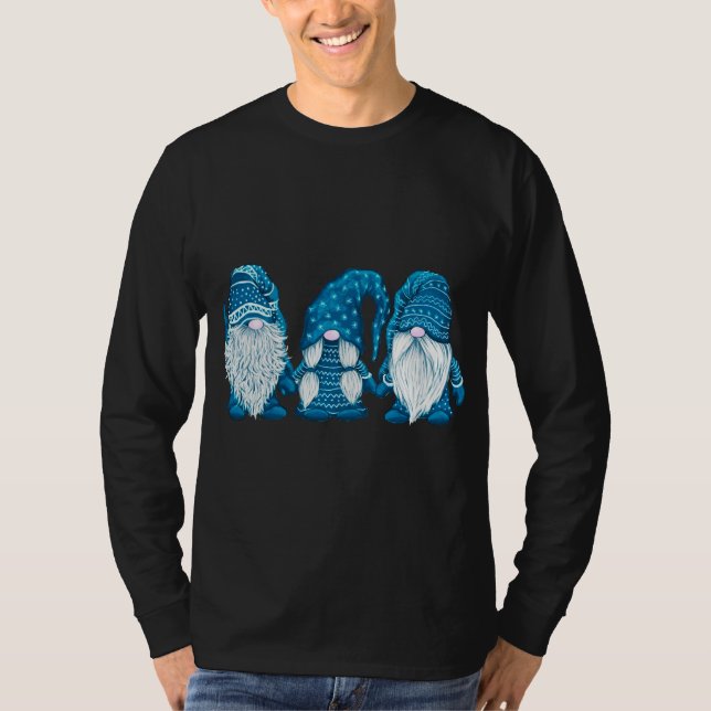 Camiseta Tres gnomos en Navidades de disfraces azules - Col (Anverso)