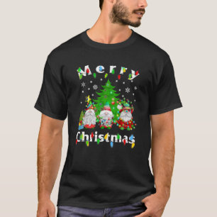 Camiseta Tres gnomos Feliz Árbol de luz navideña Gnome Fami