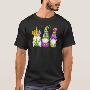 Camiseta Tres gnomos Mardi Gras sosteniendo la máscara de a