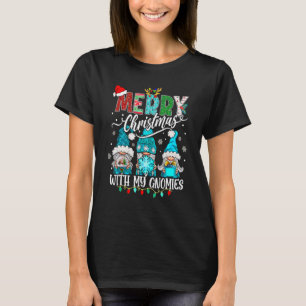 Camiseta Tres Gnomos Sosteniendo Feliz Navidad Cuadro de Le