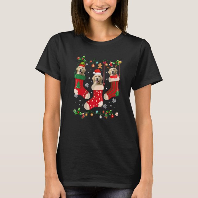 Camiseta Tres Golden Retriever in Sock Navidades Santa X (Anverso)