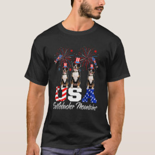 Camiseta Tres Gorras De Bandera Estadounidenses Entlebucher