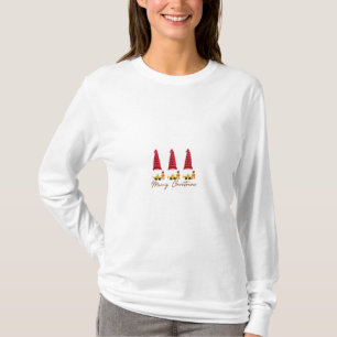 Camiseta Tres gorras de Papá Noel alegre de mujer graciosa 