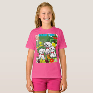Camiseta Tres graciosos Cachorros Blancos En El Parque