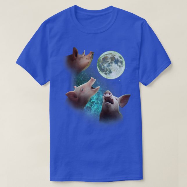 Camiseta Tres Granjas De Cerdos En La Luna 3 Lobos Gracioso (Diseño del anverso)