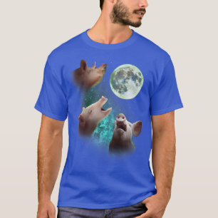 Camiseta Tres Granjas De Cerdos En La Luna 3 Lobos Gracioso