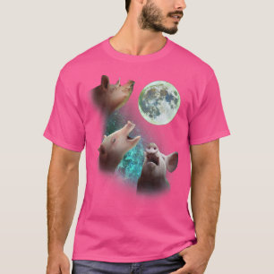 Camiseta Tres Granjas De Cerdos En La Luna 3 Lobos Gracioso