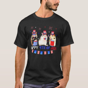 Camiseta Tres Hámster Feliz 4 De Julio Hombres De La Bander