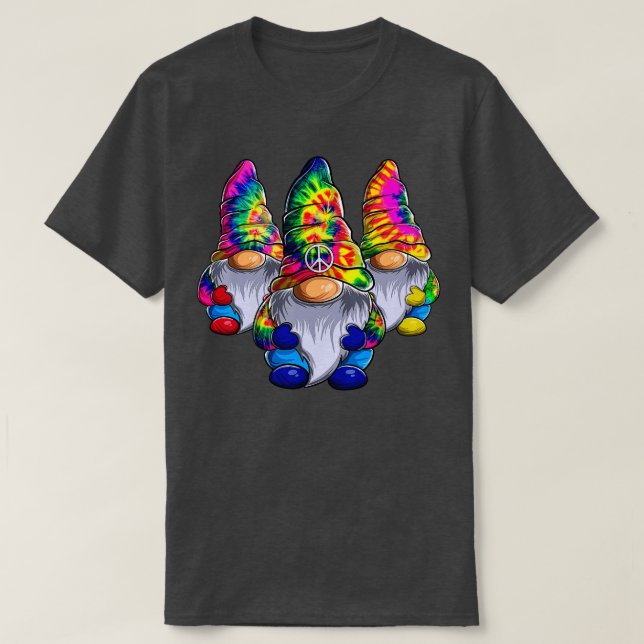 Camiseta Tres Hippie Gnomes Peace Gnome Funny Retro Tie Di (Diseño del anverso)