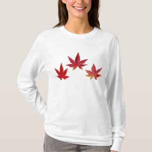 Camiseta Tres hojas caídas rojas