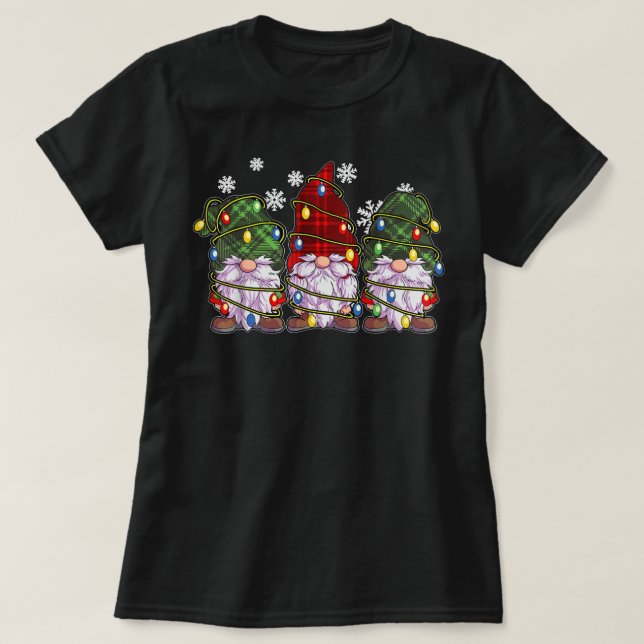 Camiseta Tres hombres gnomos mujeres búfalo Navidades rojos (Diseño del anverso)
