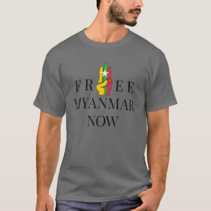 Camiseta Tres honores saludan la bandera de Myanmar salvan