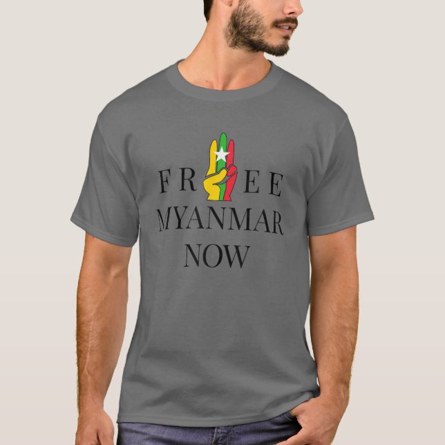 Camiseta Tres honores saludan la bandera de Myanmar salvan (Anverso)