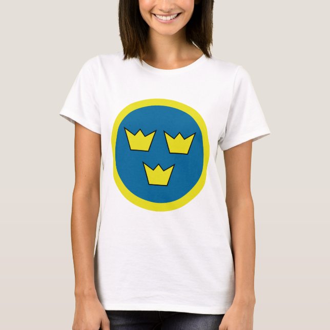 Camiseta Tres insignias del sueco de las coronas (Anverso)