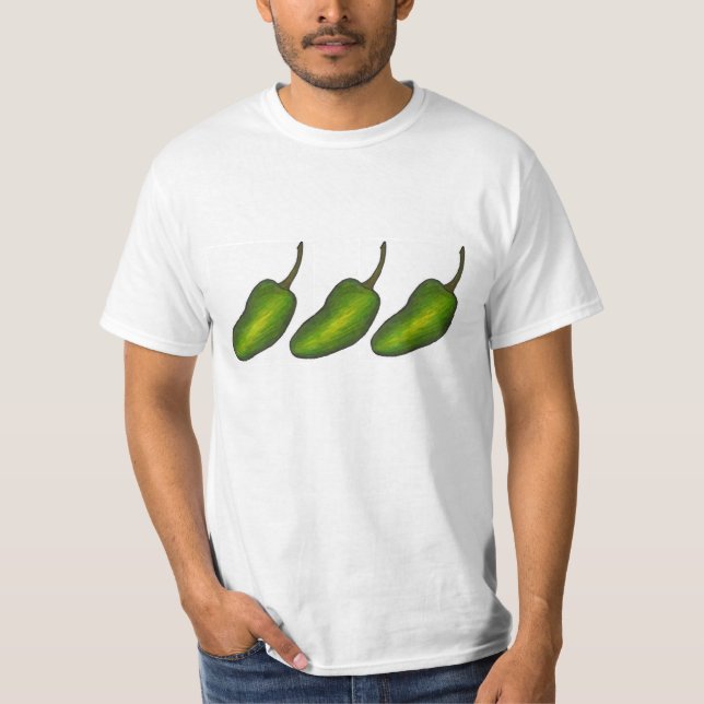 Camiseta Tres jalapenos picante verde pimiento jalapeño (Anverso)