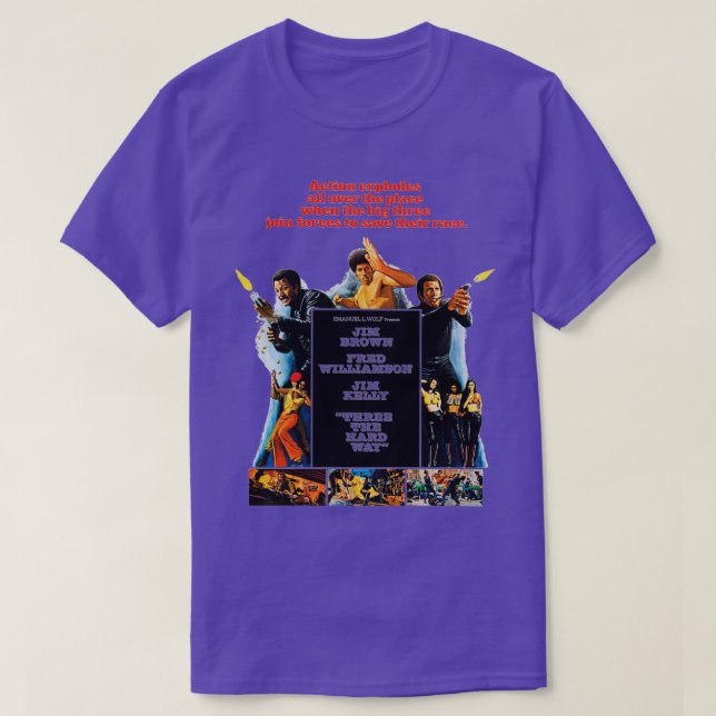 Camiseta Tres la ruda de la Blaxploitía de 1974 (Diseño del anverso)