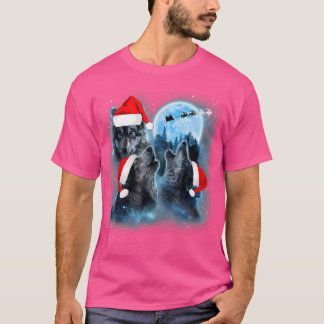 Camiseta Tres lobos llorando bajo la luna Navidades Santa W