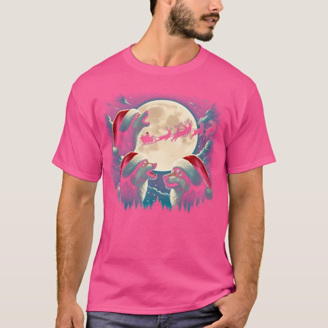 Camiseta Tres lobos llorando bajo la luna Navidades Santa W (Anverso)