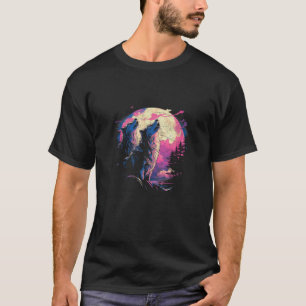 Camiseta Tres lobos llorando en la luna de las mujeres Kawa