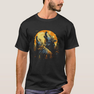 Camiseta Tres lobos llorando en la luna mujeres de Alaska W