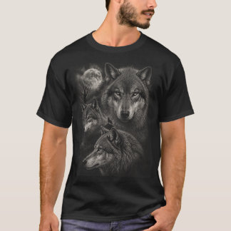 Camiseta Tres Lobos Luna Llena | Aullido de Lobo de la Natu